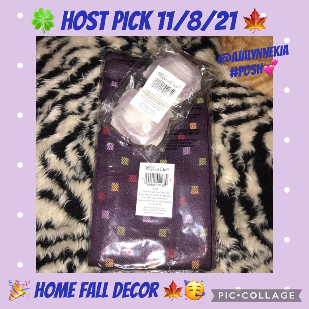 Pampered chef Set Of Tiles Napkins with rings New